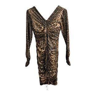 SHO By Tadashi Shoji Mini Dress Animal Print Mesh Bodycon Cinched Size XS Event